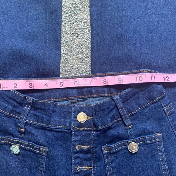 High Waist Patchwork Bell Bottom Jeans Multi Button Fly Stretchy Wide Leg - Picture 6 of 7